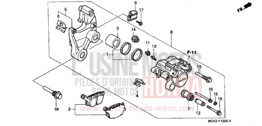 REAR BRAKE CALIPER VT1100C2Y de 2000